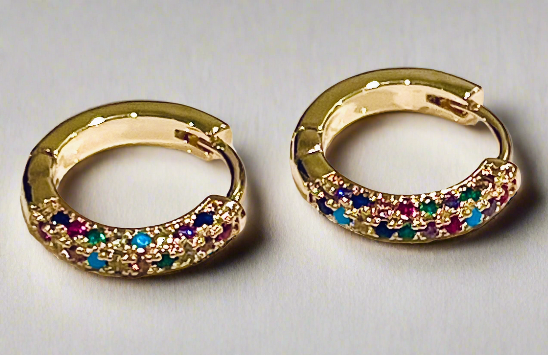 Multicolor Golden Huggie Hoops