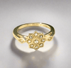 Dainty Snowflake Ring with cubic zirconia stones and gold plating.