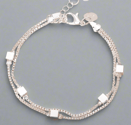 Sterling Silver Charm Bracelet - Pearl & Prism