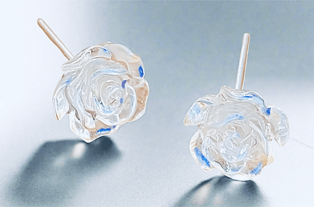 Rose Resin Studs with intricate rose design for elegant, everyday wear.