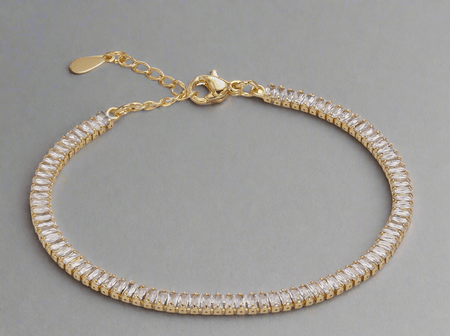 Clear Quartz Tennis Bracelet - Pearl & Prism