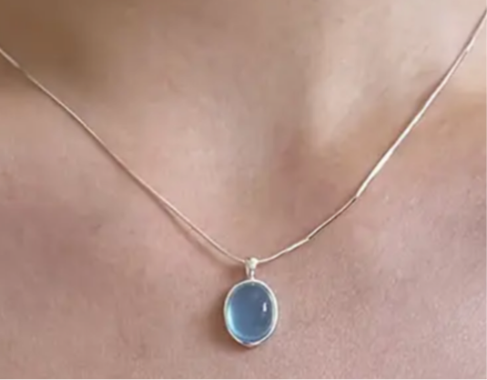 Blue Sea Glass Pendant Necklace