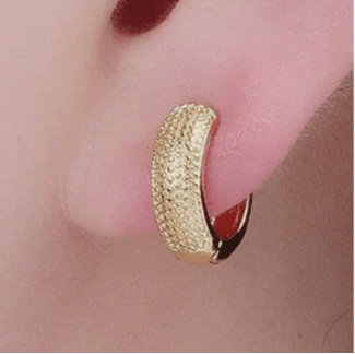 Gold Textured Huggie Hoops