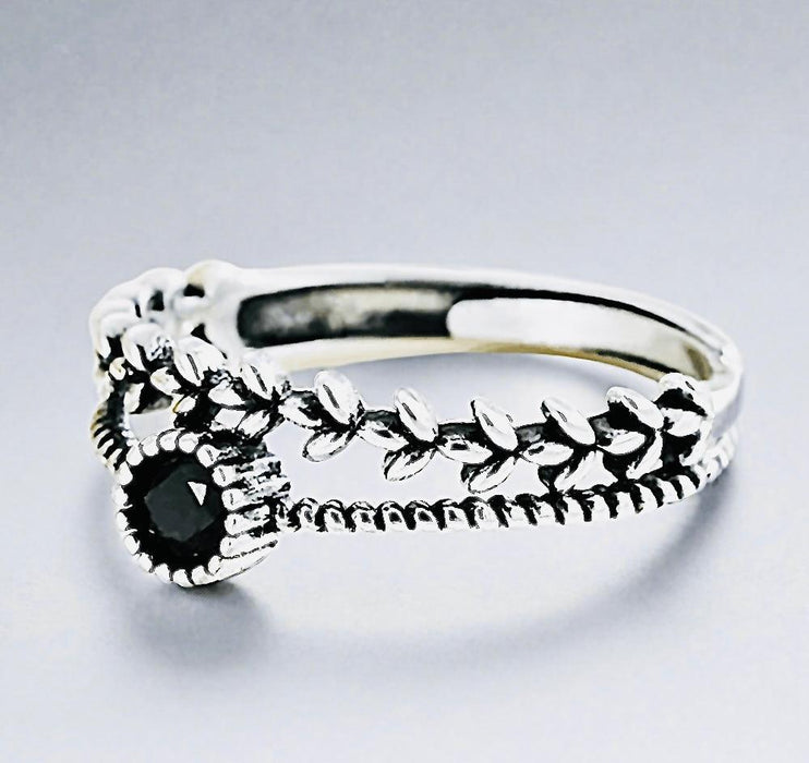 Sterling Silver Adjustable Double Leaf Band