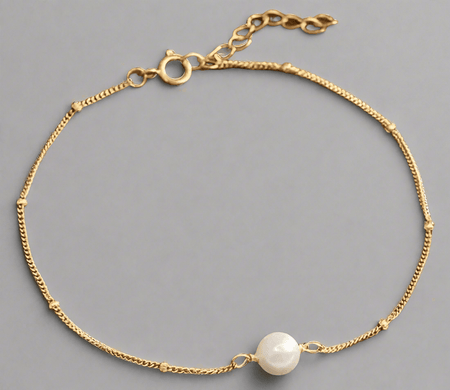 Single Pearl Minimalist Bracelet - Pearl & Prism