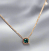 Emerald Gemstone Necklace with sustainable, ethically sourced emeralds and recycled metal chain.