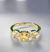 Yellow Topaz Ring with radiant yellow zirconia and eco-friendly gold plating.