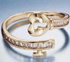 Adjustable Gold Heart Padlock Ring with cubic zirconia accents and 14K gold-filled brass design.