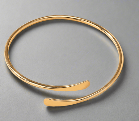 Golden Open Cuff Minimalist Bracelet - Pearl & Prism