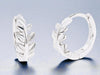 Silver Olive Branch Hoops made from sustainable 925 sterling silver with minimalist design.