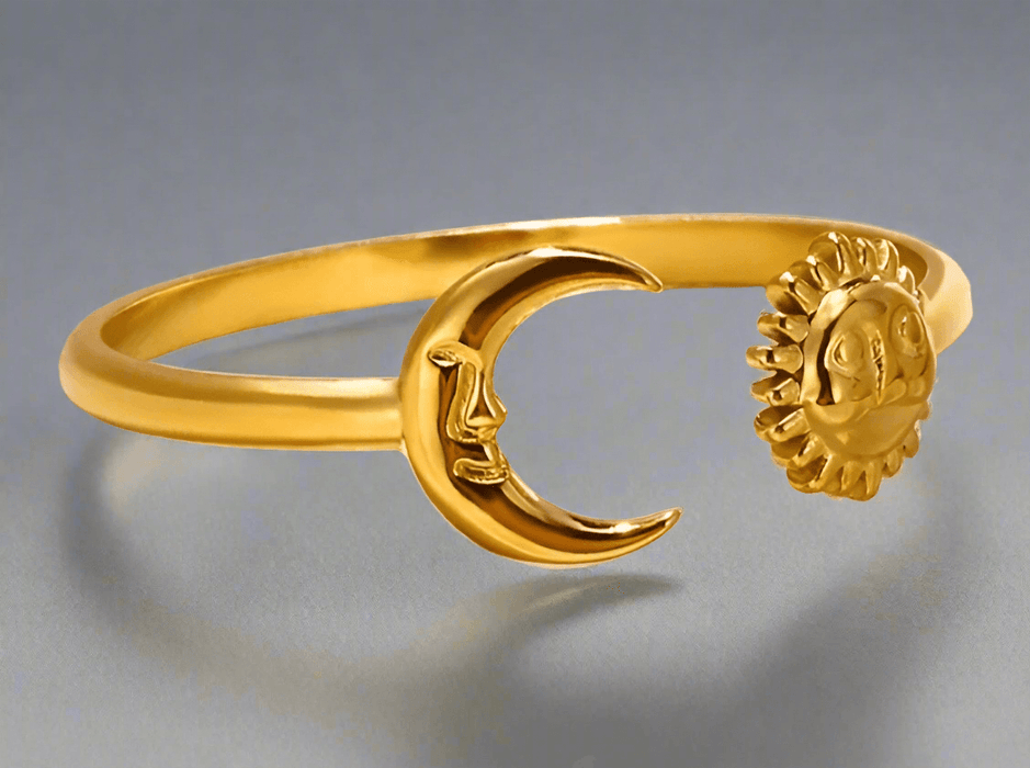 Sun and Moon Open Adjustable Ring - Pearl & Prism