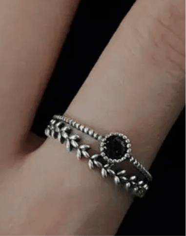 Sterling Silver Adjustable Double Leaf Band