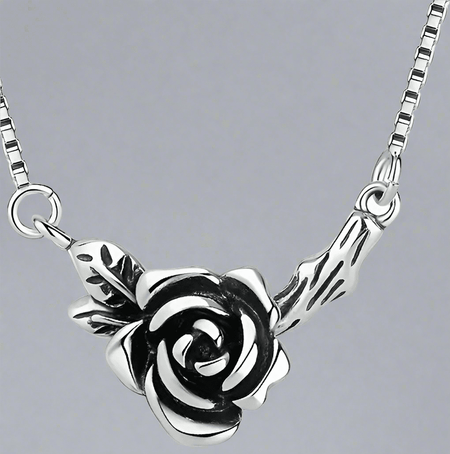 Sterling Silver Rose Necklace - Pearl & Prism