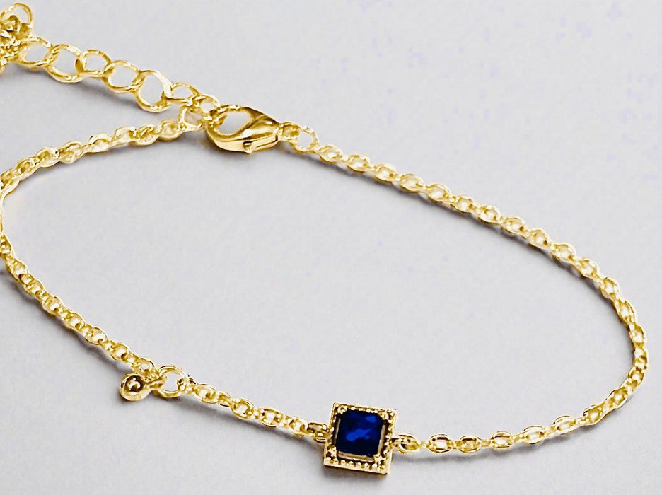 Gemstone Minimalist Bracelet made of recycled gold with ethical gemstone charm.