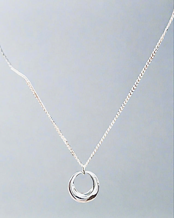 Sterling Silver Half Moon Pendant Necklace