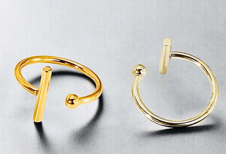 Open Geometric Minimalist Ring with 14K gold plating, sustainable and adjustable design.