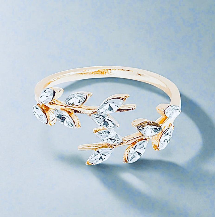 Crystal Leaf Ring