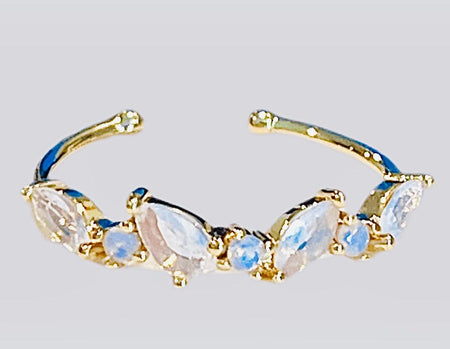 Iridescent Princess Gemstone Adjustable Ring with gold-filled band and sparkling gemstones.