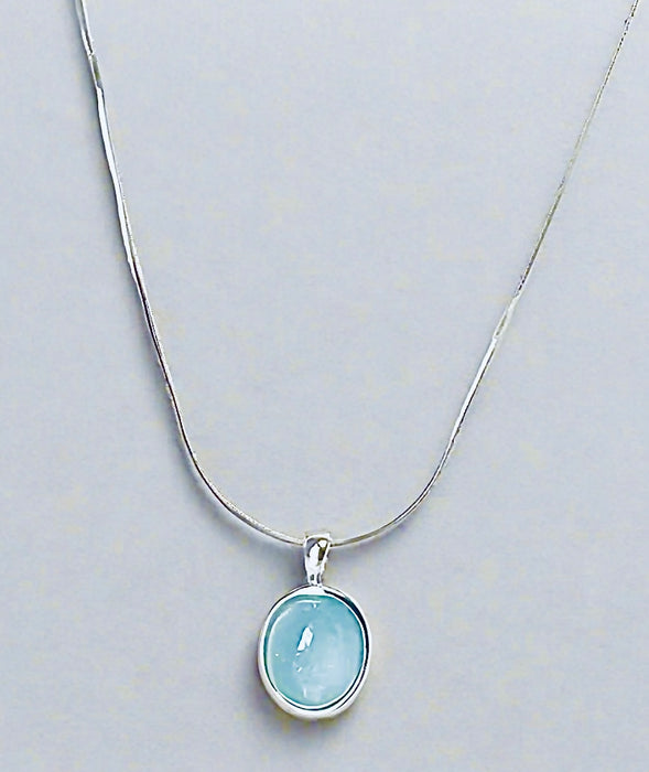 Blue Sea Glass Pendant Necklace