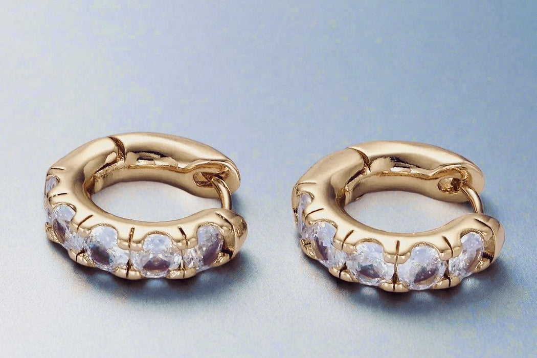 Clear Gemstone Huggie Hoops