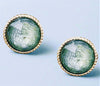 Stonewash Studs with 14K gold plating and grey stonewash finish featuring eco-friendly zirconia stones.