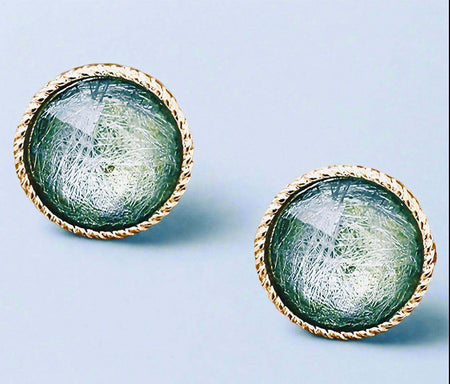Stonewash Studs with 14K gold plating and grey stonewash finish featuring eco-friendly zirconia stones.